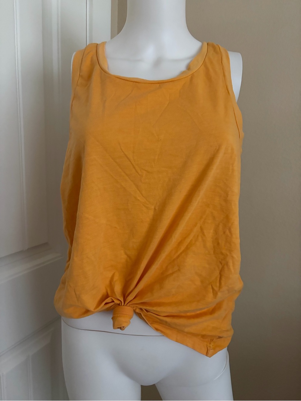 Orange Yellow Knot-Front Tank Top